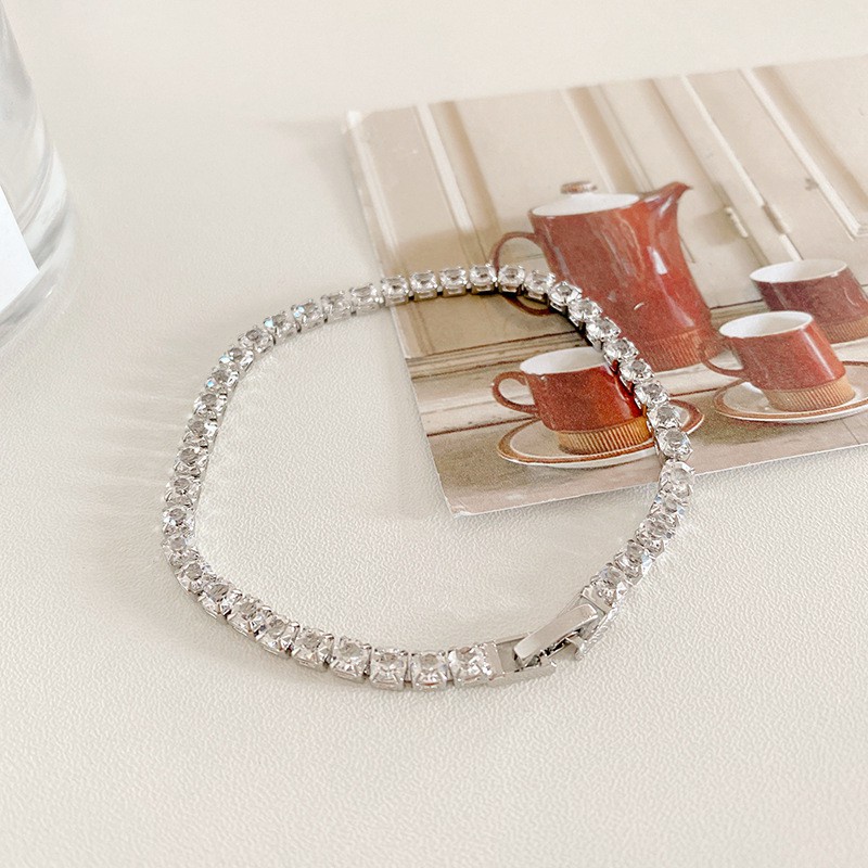 Vòng Tay Đính Đá Zircon Hình Vuông Phong Cách Hàn Quốc Mới 2021 F381