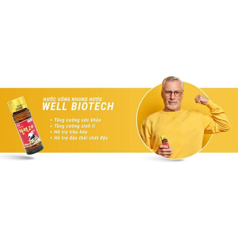 WellBioTech Combo 10 chai nước nhung hươu (100 ml)Tặng ngay: 05 gói cháo yến thịt bằm Cung Đình và 01 kẹo hồng sâm 200gr