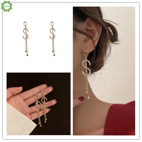 Bông tai mạ bạc 925 dáng dài phối tua rua thời trang sang trọng cho nữ