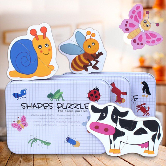 [Mã TOYDEC hoàn 20K xu đơn 50K] Bộ Ghép Hình Hộp Sắt 2 Mảnh Shapes Puz