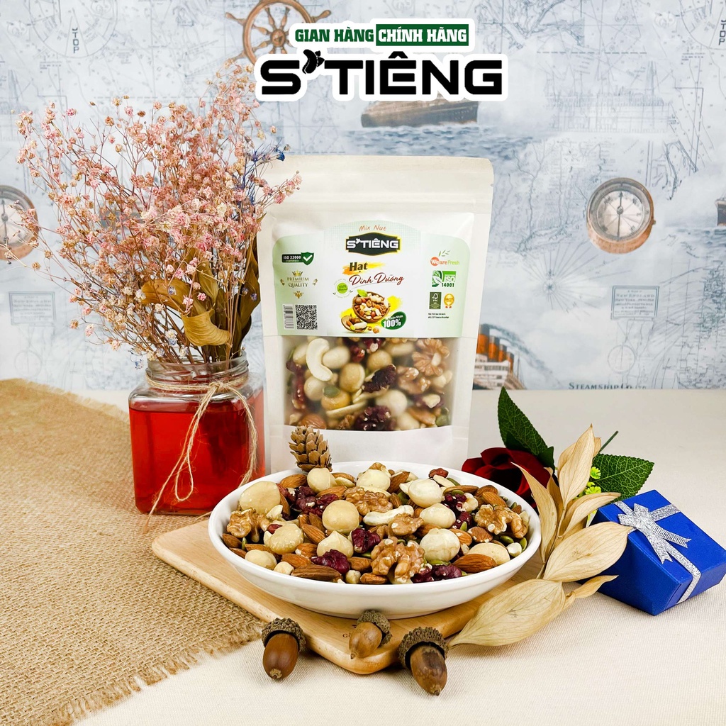 500Gr HẠT DINH DƯỠNG Mixed Nuts STIENG 6 Loại Hạt Sấy Chín, Ngủ Cốc Granola Ăn Kiêng Giảm Cân,Macca, Hạnh nhân.Ốc chó...
