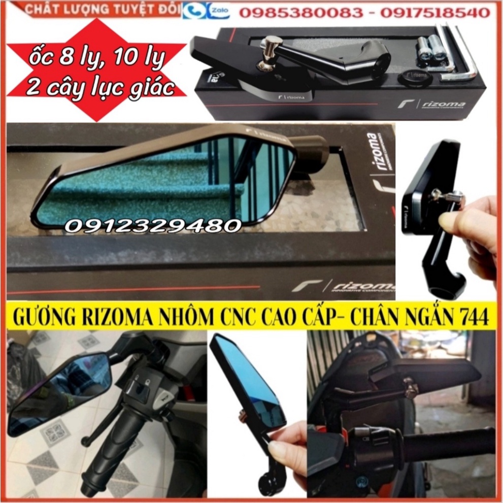 Gương Chiếu Hậu Rizoma Cao Cấp 744 Chân Ngắn Gắn Nhiều Dòng Xe (giá 01 chiếc)