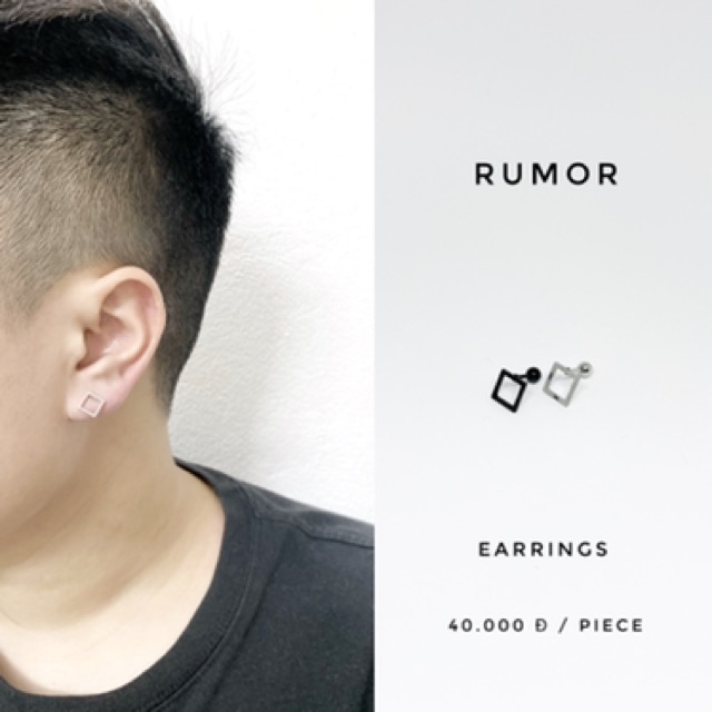 Khuyên tai minimal hình vuông thép y tế cao cấp