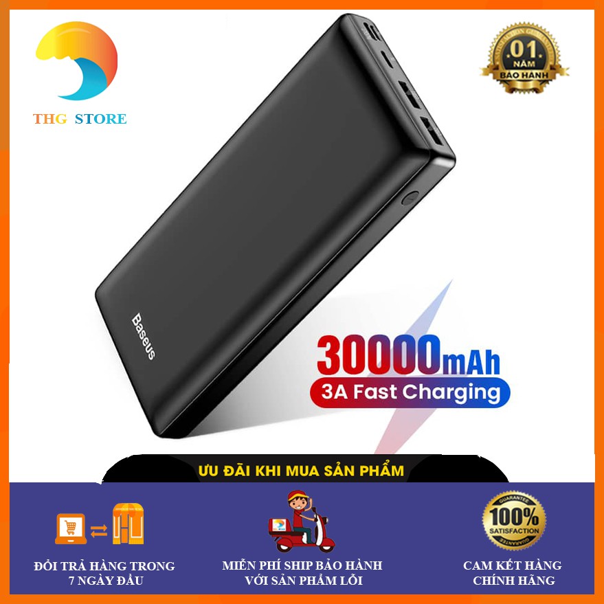 [Freeship] Pin Sạc Dự Phòng siêu khủng 30000 mAh Power Bank Baseus X30 Mini JA - Bảo hành 12 tháng đổi mới