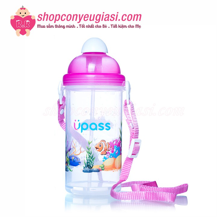 Bình Nước Nắp Bật Ống Hút Mềm 500ml Upass UP0621