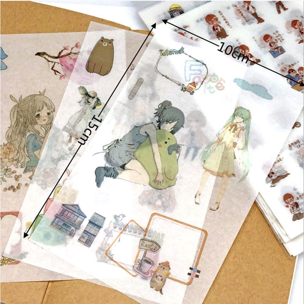 LAKAMIER Bộ 6 Tấm Sticker Dán Trang Trí Sổ Tay Nhật Ký Xinh Xắn
