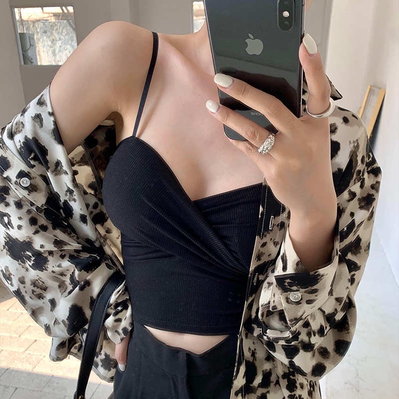 DUNEA Áo Hai Dây Croptop Có Đệm Ngực 3.8 Thời Trang Cho Nữ