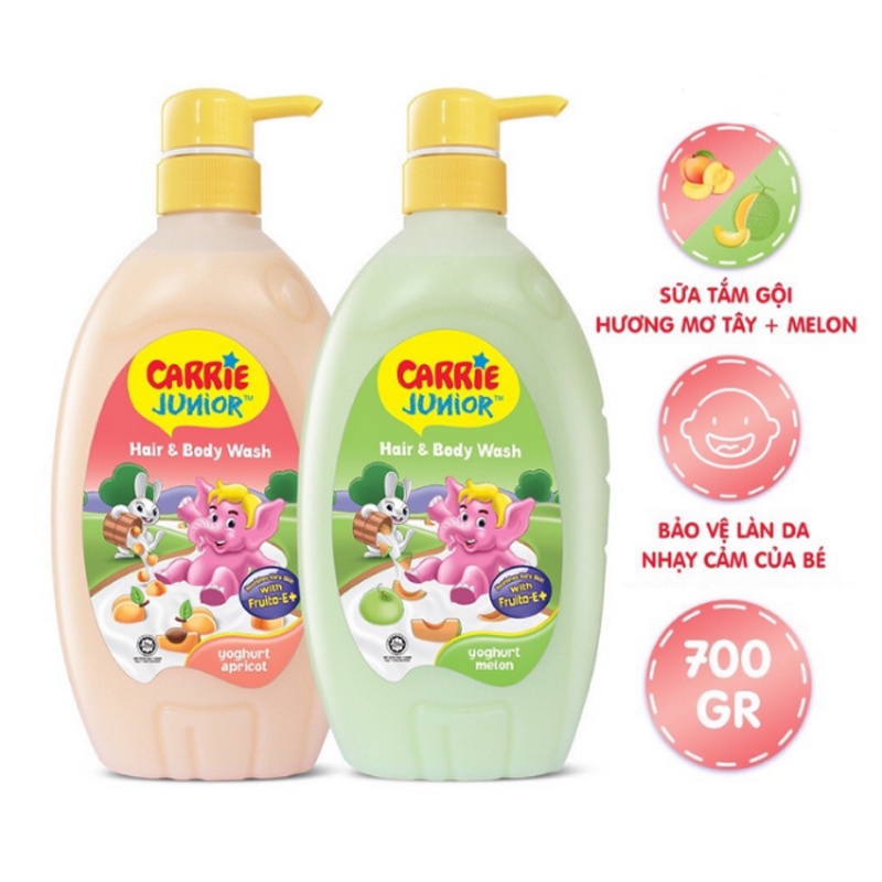 Sữa tắm gội toàn thân cho bé Carrie Junior Yoghurt 700g/chai