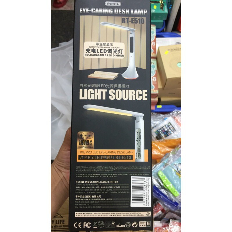 REMAX RT-E510 TIME SERIES LED: Đèn bàn LED tích điện chống cận 3 chế độ sáng - Hiển thị Ngày,Giờ,Nhiệt độ và Có báo thức
