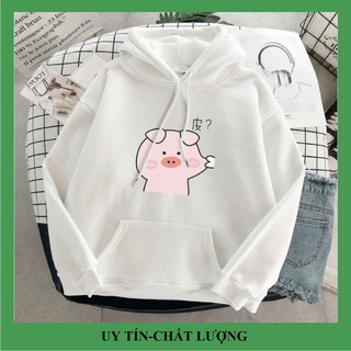Áo Hoodie nỉ có mũ in hình lợn bẹo má dễ thương