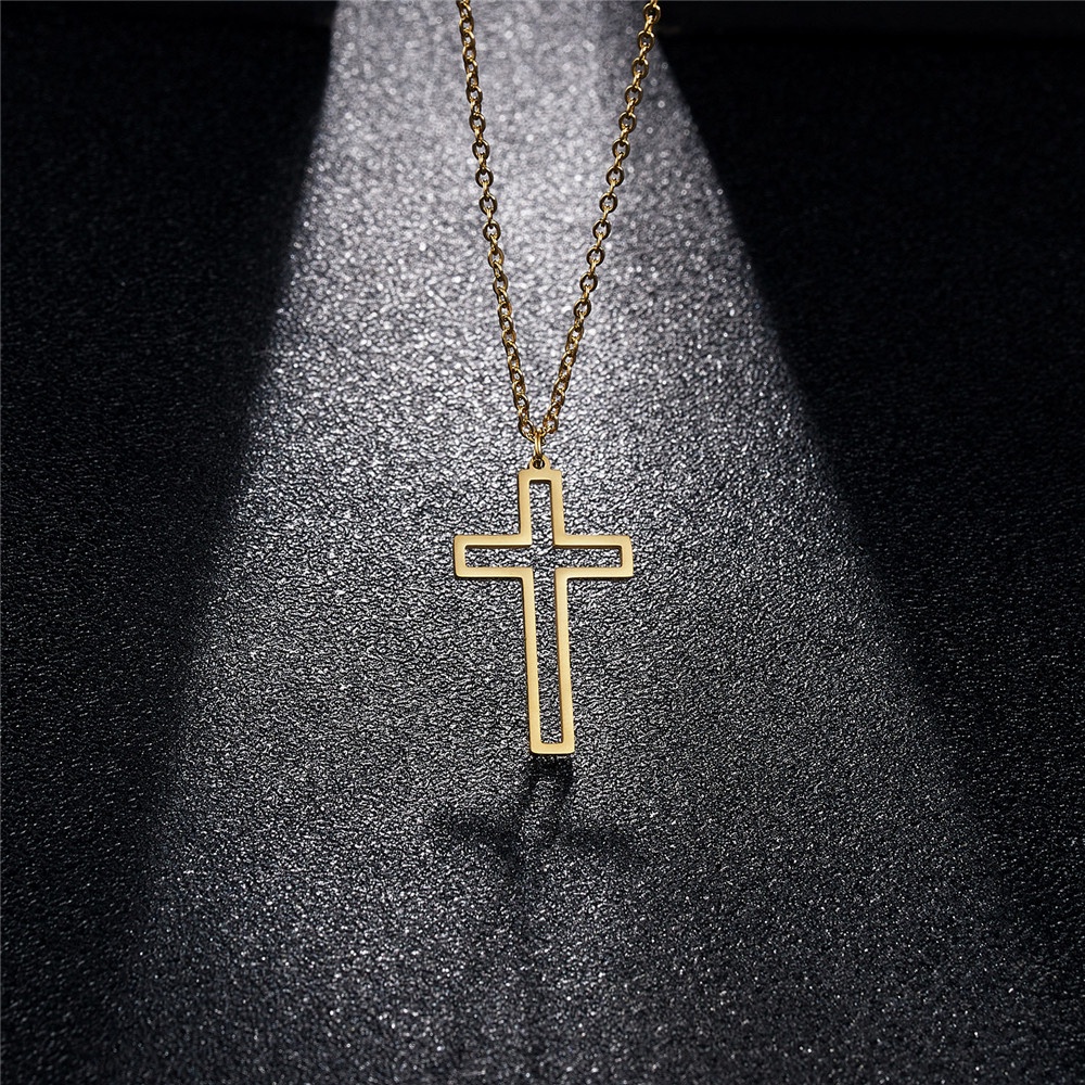 Vòng cổ mặt chữ thập bằng thép không gỉ thiết kế thời trang cho nam và nữ