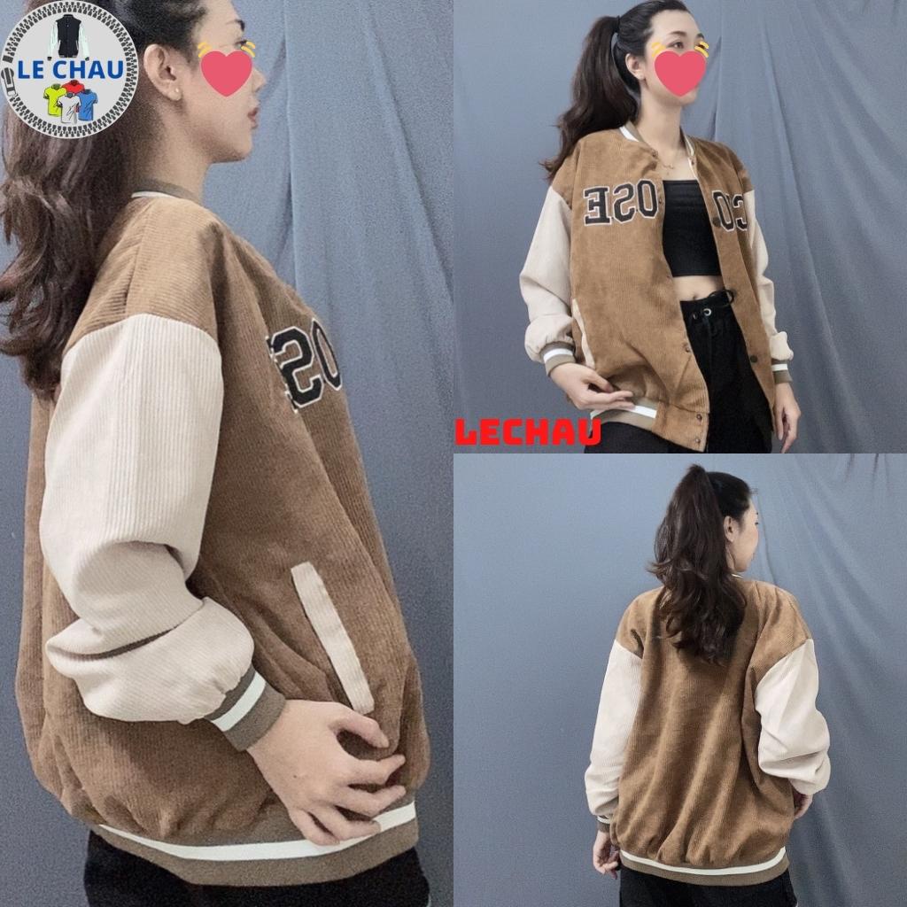 Varsity jacket nhung tăm unisex form rộng áo bomber 2 lớp ulzzang streetstyle nam nữ hottrend CHOOSE AKNT08 LECHAU