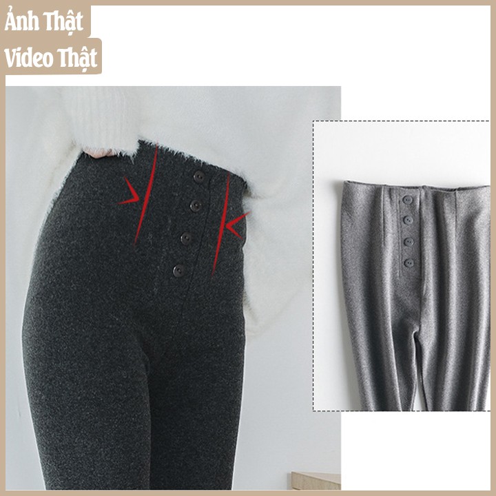 Quần Tregging Legging Cạp Cao Đính 5 Cúc - Hàn Quốc