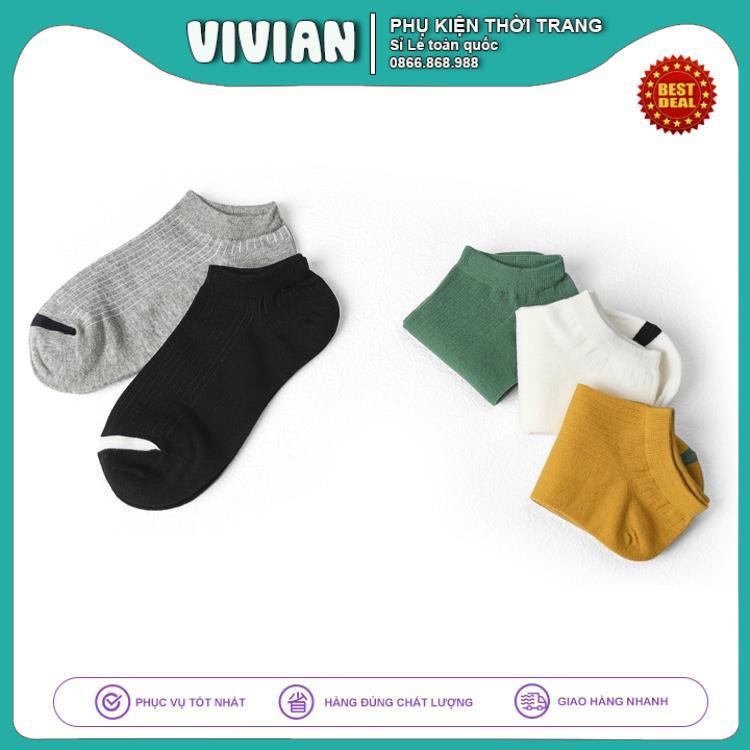 Vớ cổ ngắn Asrla [✨HỘP 5 ĐÔI✨] Tất ngắn nam nữ cotton cao cấp, thoáng khí, mềm nhẹ