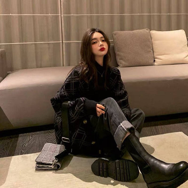 Áo Khoác Cadigan Len Kẻ Form Rộng | BigBuy360 - bigbuy360.vn