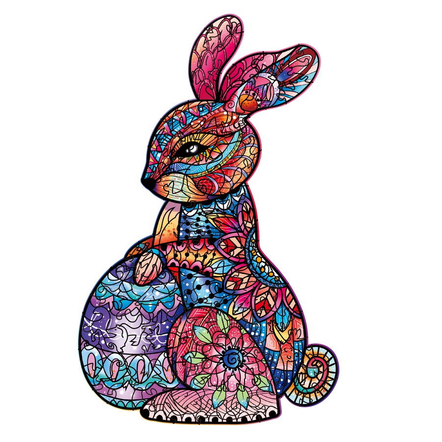 PUZZLE hình thỏ/ Bộ xếp hình gỗ ghép hình con vật độc đáo/ size A3