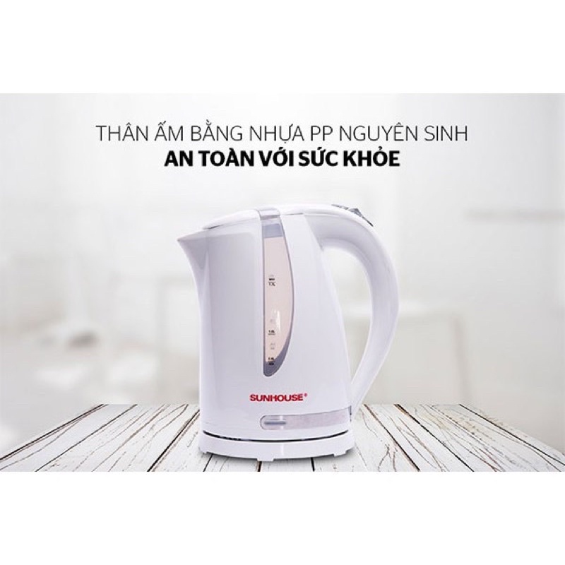 ẤM SIÊU TỐC NHỰA SUNHOUSE SHD1300 TRẮNG