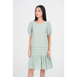 De Leah - Đầm Suông Đuôi Cá Xếp Nếp Tay Bồng - Thời trang thiết kế