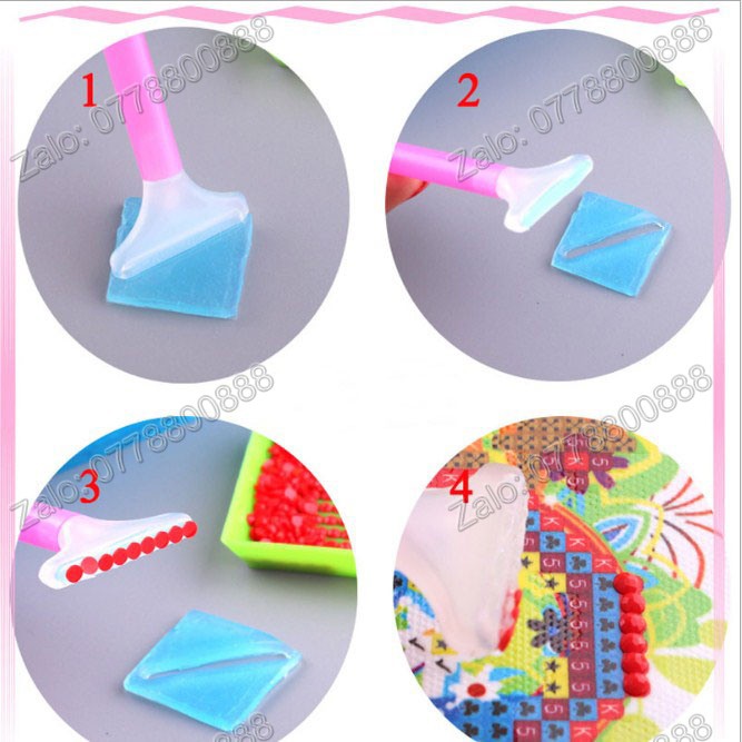4 Bút 2 đầu chấm đá 9 hạt tranh đá,trang trí móng tay, gắn hạt ốp lưng điện thoại