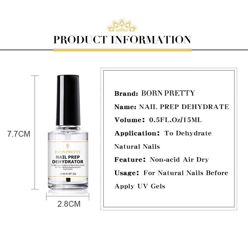 BORN PRETTY Sơn lót/Sơn khử nước chuẩn bị móng 15ml không mài không làm đâu móng dùng khi làm móng nghệ thuật