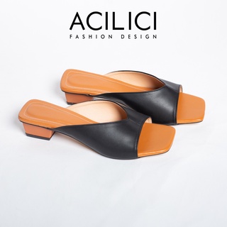 Dép cao gót ACILICI thời trang thanh lịch mũi bằng đế vuông gót cao 3cm