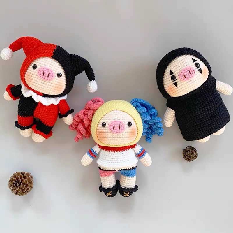 Chủ Đề Heo Halloween - Gói DIY Gói Nguyên Liệu Móc Len - Quà Tặng Handmade Tự Làm [Có hướng dẫn]