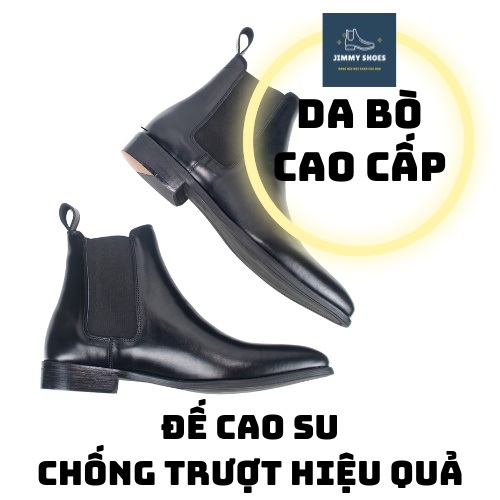 Chelsea boots nam da bò nguyên tấm đế độn 3.5cm thời trang | BigBuy360 - bigbuy360.vn