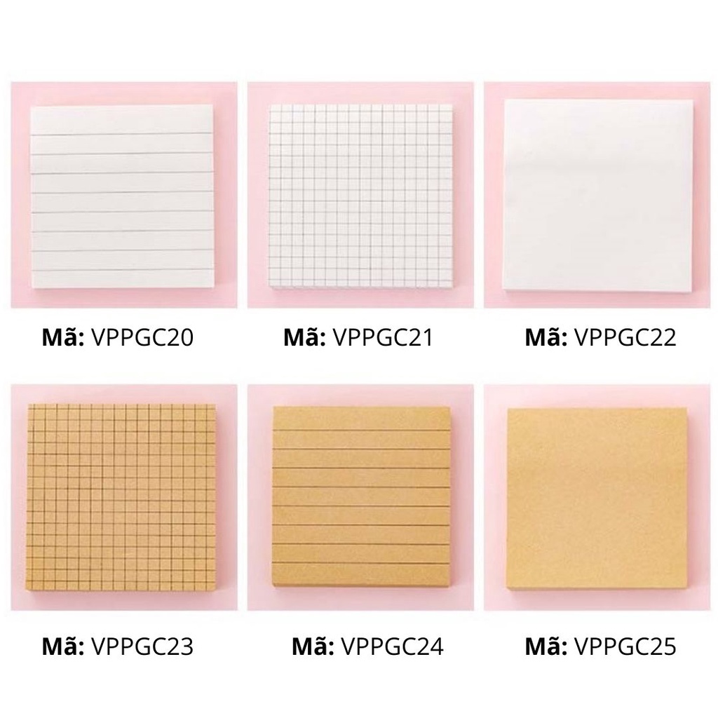 Giấy ghi chú note caro cute nhiều màu vàng dán dễ nhớ sticky note - VPPGC20