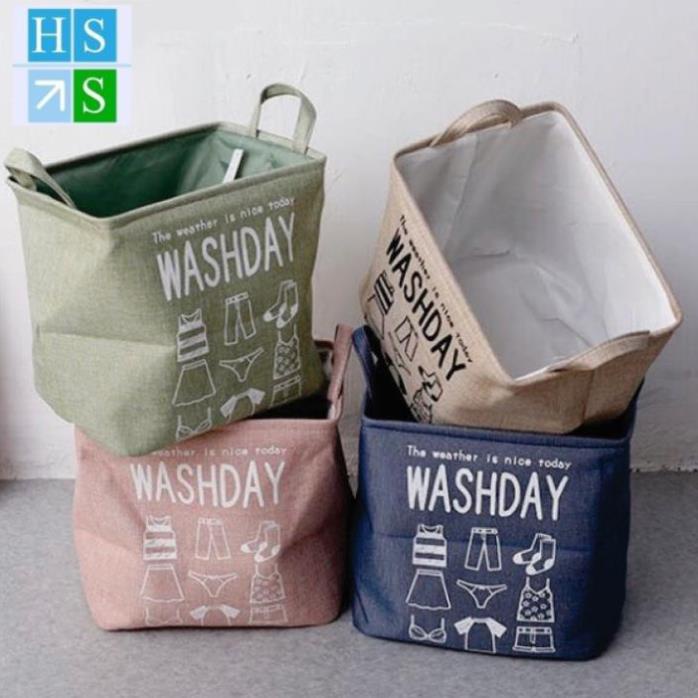 TÚI ĐỰNG CHĂN đa năng Washday vải vintage cỡ lớn đựng chăn mền drap quần áo giỏ đựng có quai xách chống ẩm chống bụi