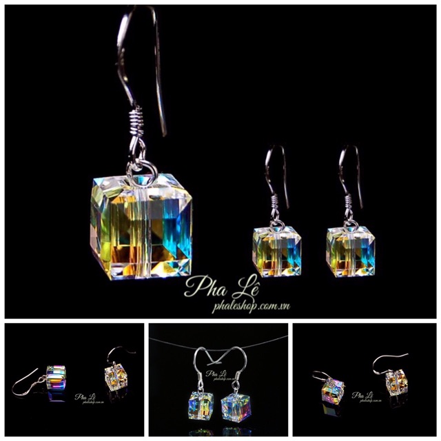 Bông Tai Pha Lê Vuông Được Thiết Kế Từ Pha Lê Swarovski