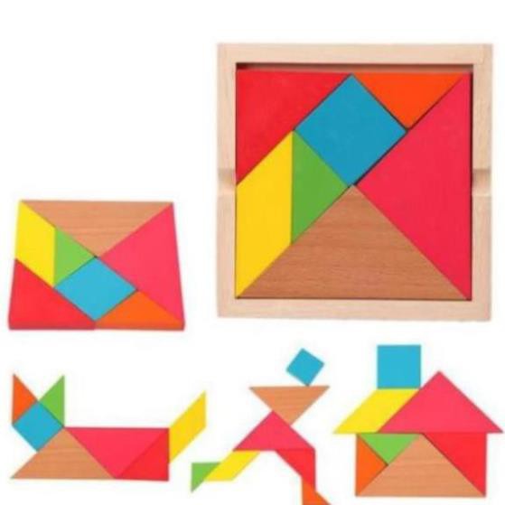 Đồ Chơi Tangram Xếp Hình Bằng Gỗ Mô Phỏng Giúp Bé Tư Duy Sáng Tạo