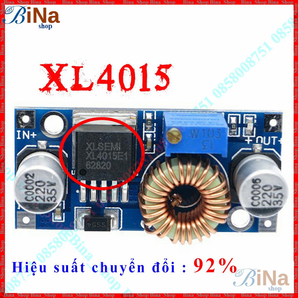 Mạch hạ áp DC 5A XL4005 XL4015, hạ áp 4-35v xuống 1.2-32v