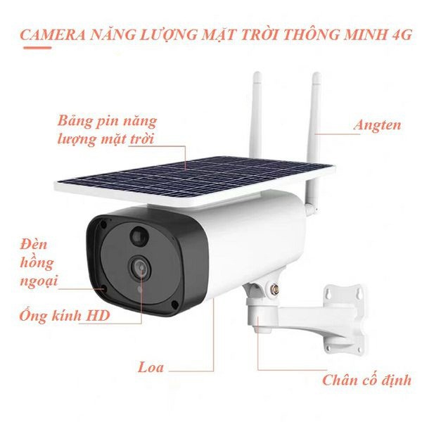 Camera năng lượng mặt trời Camera chống trộm ngoài trời có cảm ứng hồng ngoại thông minh sử dụng sim 4G không dây