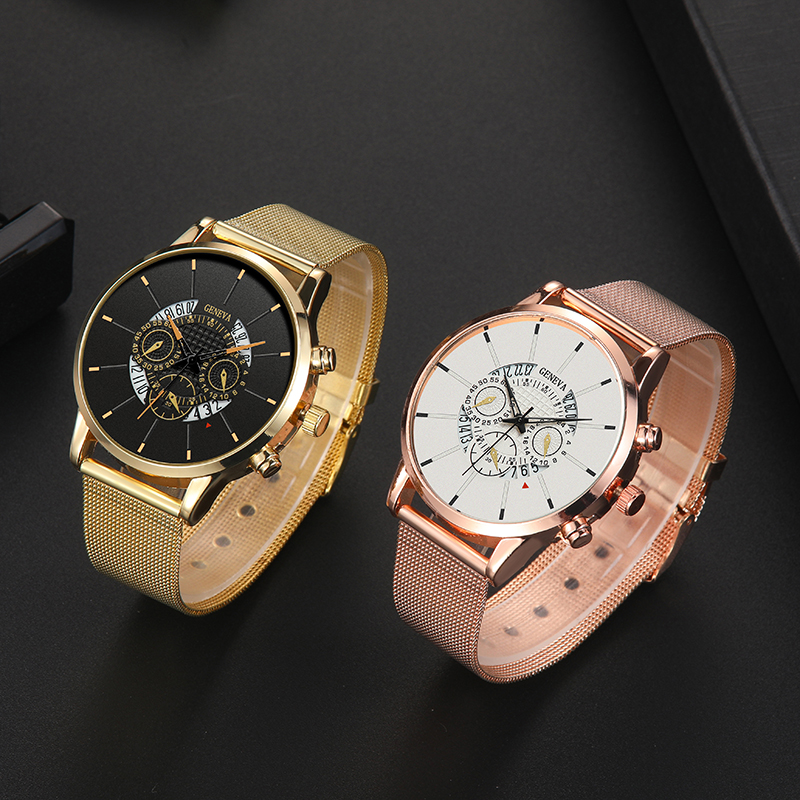 ZOLFA Luxury Gold Mens Mesh Belt Watch Business Date Ultra-Thin Men Quartz Wrist Watches Casual Black Male Analog Clocks Đồng hồ nam