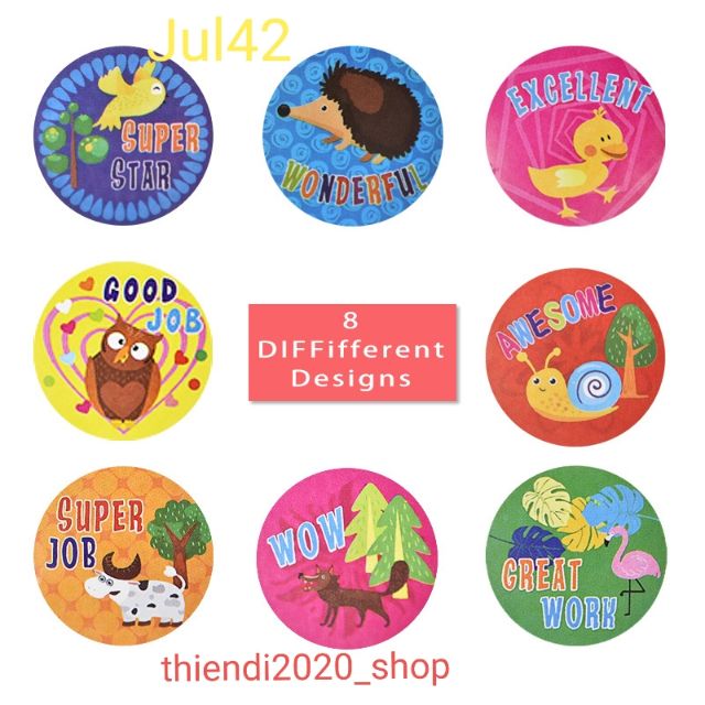 JUL42- Sticker khen thưởng , tạo hứng thú cho bé học tiếng Anh hàng loại dày