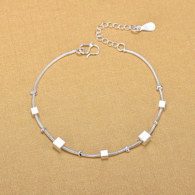 Lắc chân nữ bạc vuông lập phương dễ thương phụ kiện trang sức thời trang hàn quốc - MLR | BigBuy360 - bigbuy360.vn