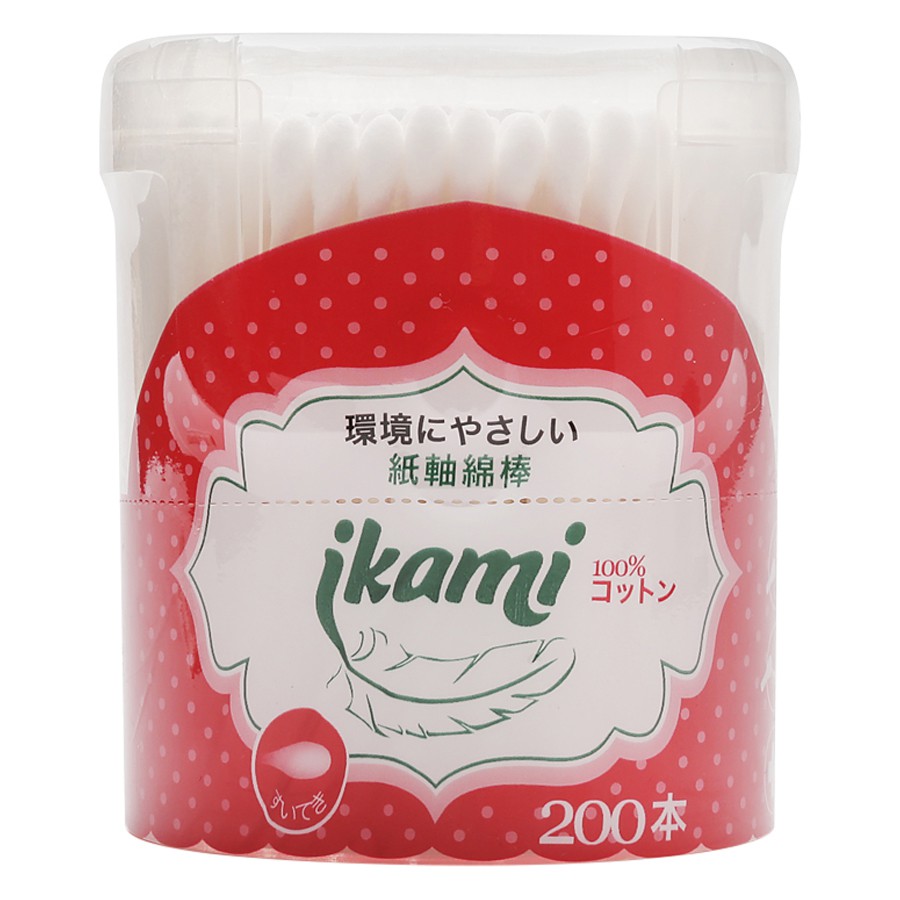 Tăm bông ikami thân giấy 200 chiếc-2 dầu bông