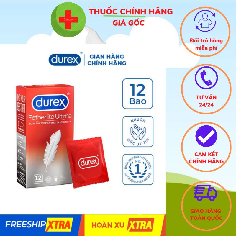 DUREX SIÊU MỎNG: Bao cao su DUREX Fetherlite Ultima siêu mỏng 01 Hộp BCS Durex / 12 bao