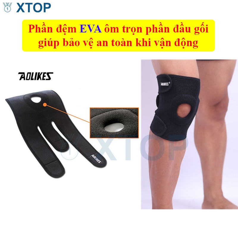 Bó gối thể thao có đệm silicon, Bó bảo vệ đầu gối đa năng luyện tập thể thao Aolikes 7616