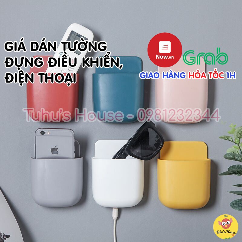 Giá để treo điều khiển sạc điện thoại ống cắm remote tivi điều hòa khay đỡ dán tường gắn tủ bàn làm việc