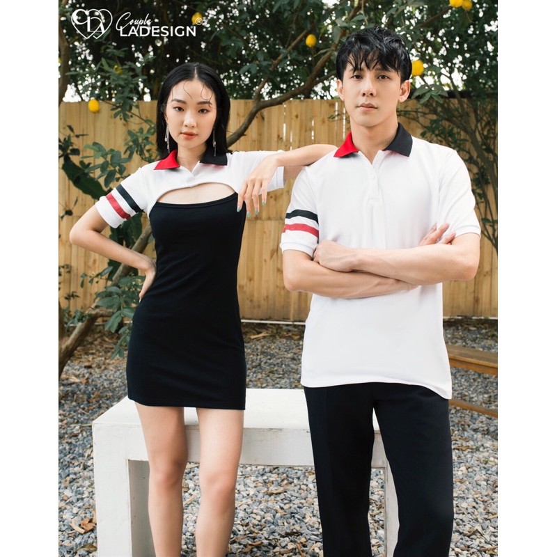 Áo đôi nam nữ CoupleLADESIGN váy đầm áo polo Couple năng động thiết kế Andrea Dress x Samson Polo Shirt
