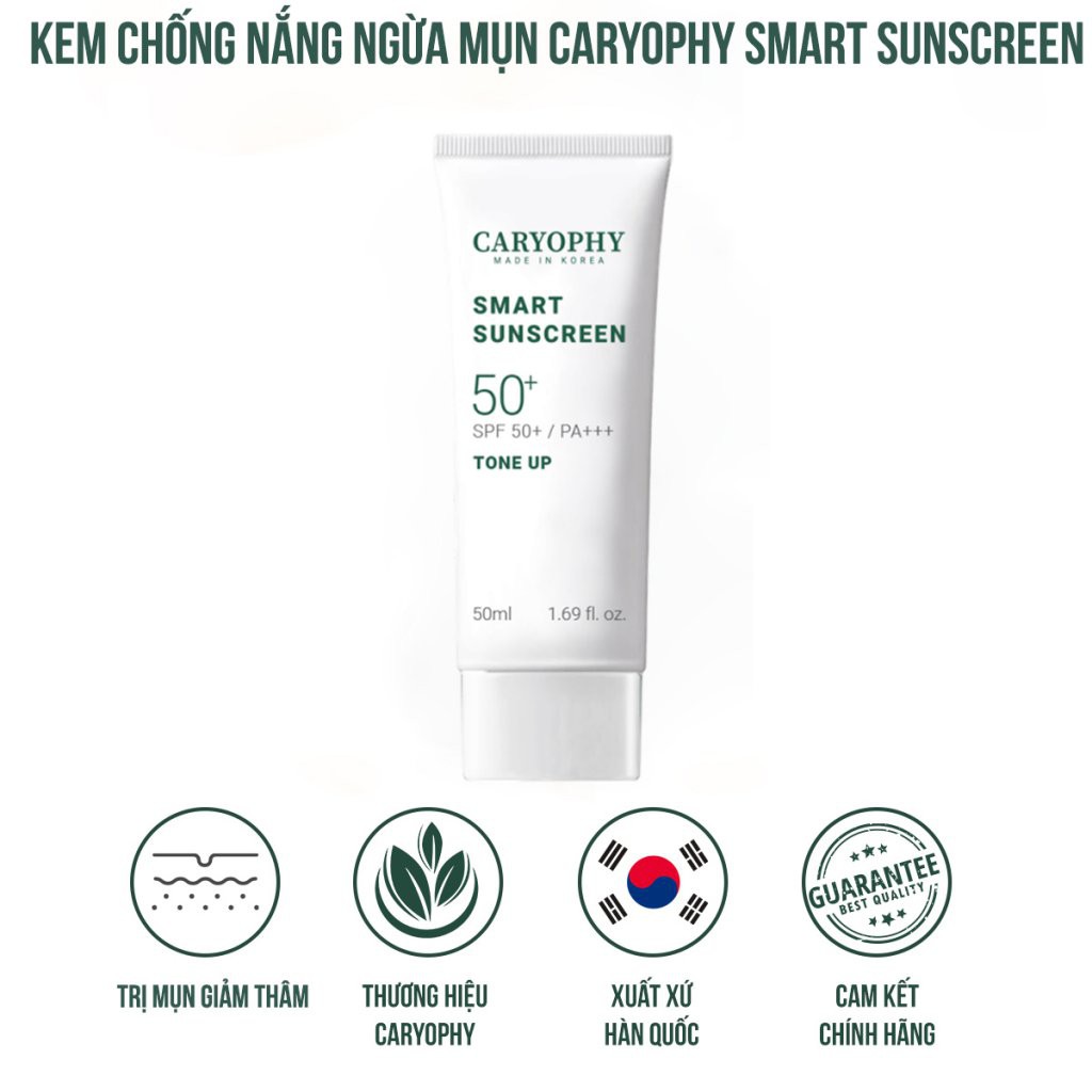 [CHÍNH HÃNG] Kem Chống Nắng Thông Minh 3IN1 Caryophy  Smart Sunscreen Tone Up  SPF50+/ PA +++ 50ml