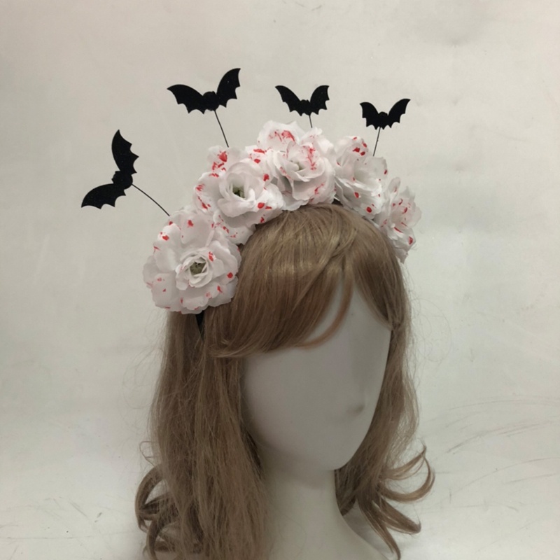 Băng Đô Cài Tóc Hình Dơi Hoa Máu Sáng Tạo Cho Phát Sóng Trực Tiếp Dịp Halloween