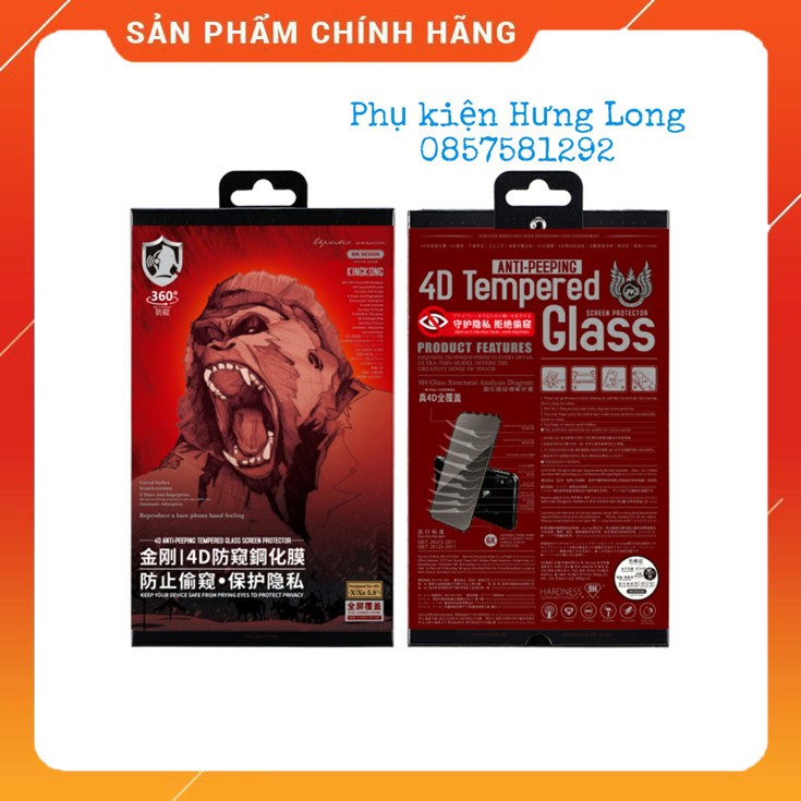 [iPhone 12 series] Kính Cường Lực Chống Nhìn Trộm 4D WK KingKong