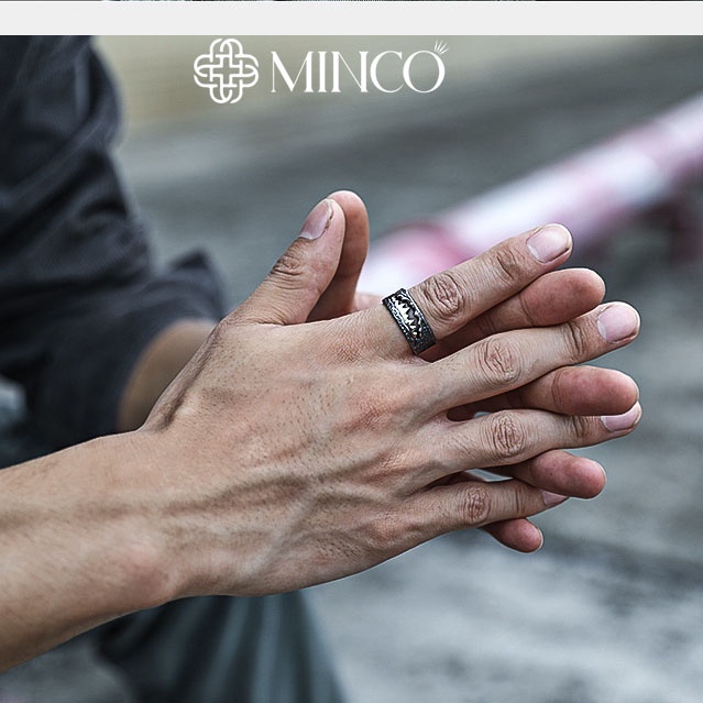 Nhẫn nam miệng hắc ám màu bạc thái đen Minco Accessories thiết kế độc đáo phong cách cá tính chất titan không gỉ NT79