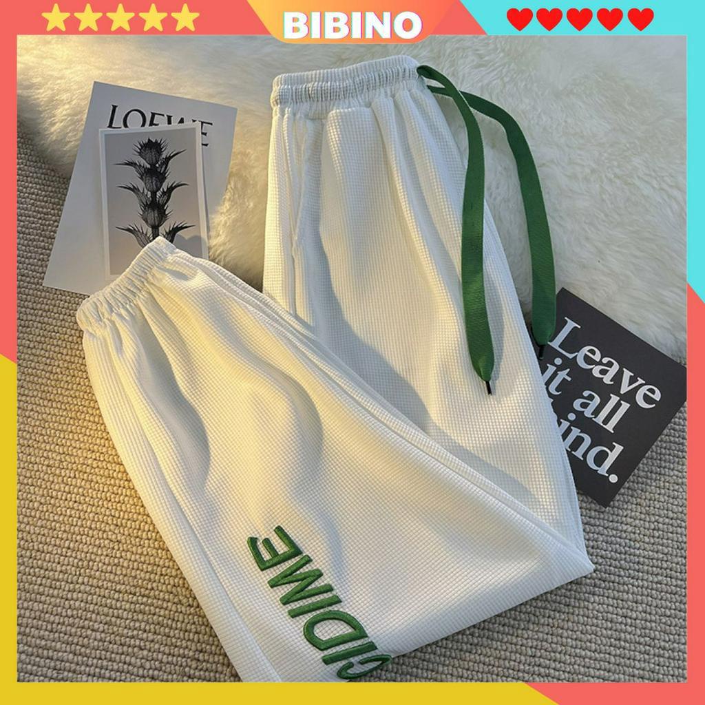 Quần jogger form rộng nam nữ unisex big size đẹp chữ thêu BIBINO Quần bo gấu chun ống rộng hàn quốc dày dặn QN03