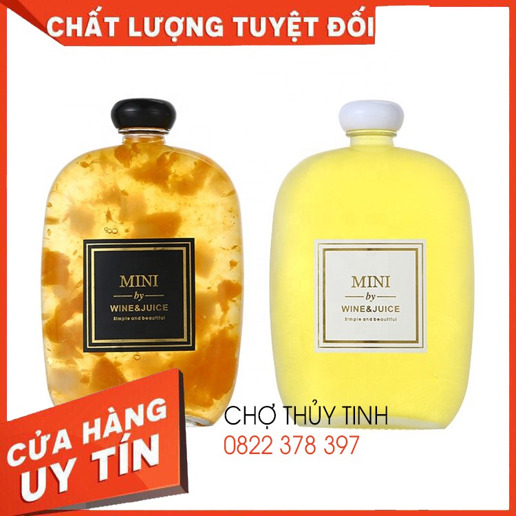 Chai Thủy Tinh Dẹp Nắp Nhựa 100ml 250ml 350ml 500ml