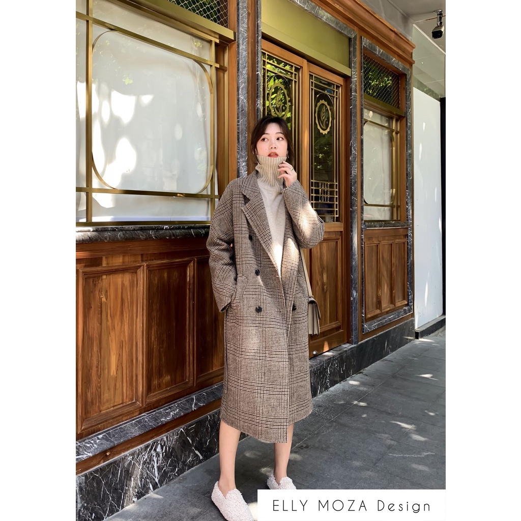 áo dạ kẻ caro dáng dài cao cấp - áo dạ kẻ phong cách hàn quốc | BigBuy360 - bigbuy360.vn