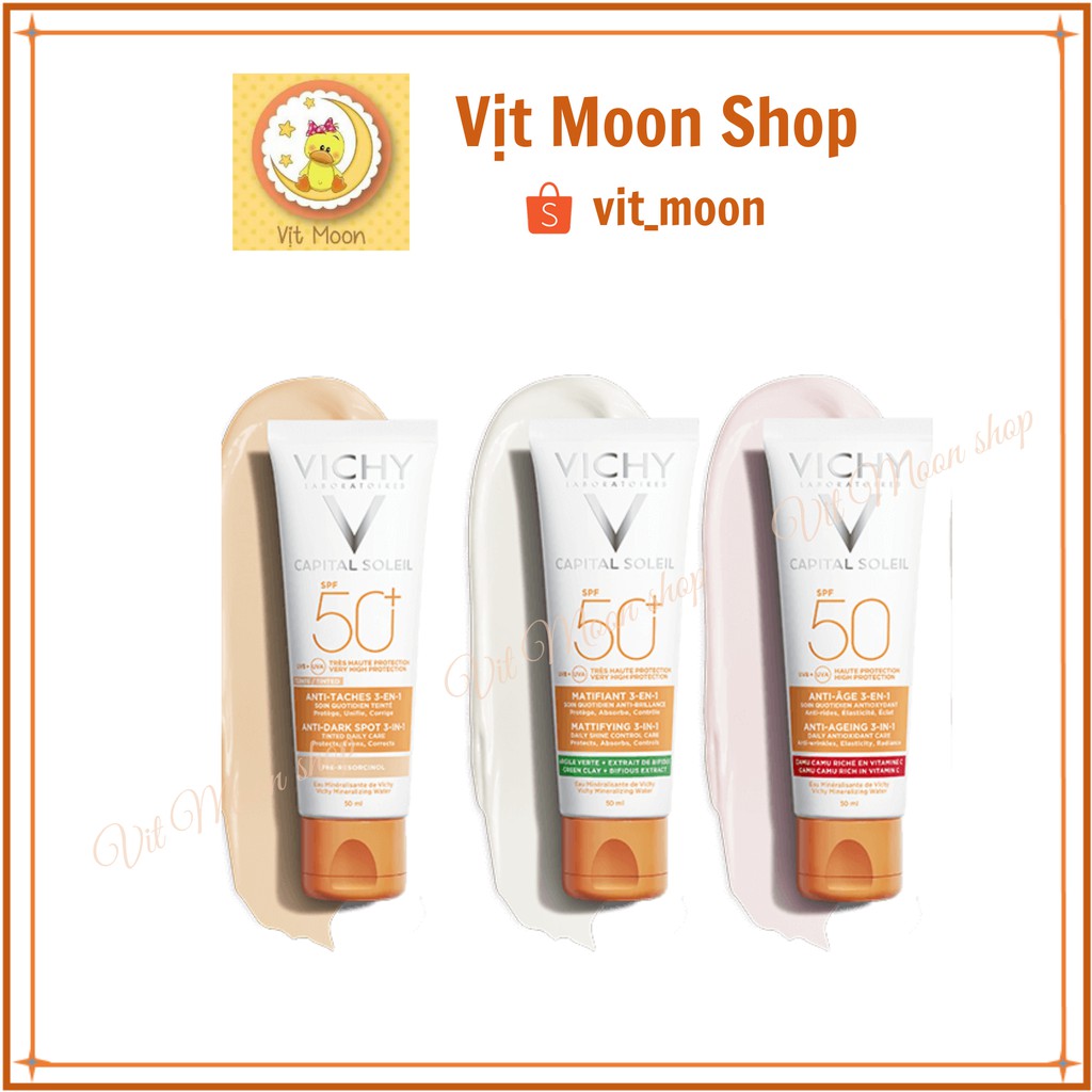 Kem chống nắng Vichy Capital Soleil Matifiant 3in1, kem chống nắng dành cho da dầu -vịt moon