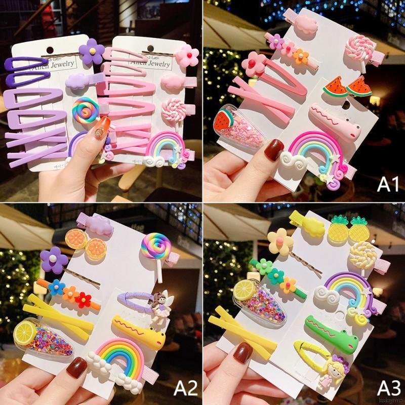 Set 10 Kẹp Tóc Hình Kẹo Mút / Trái Cây Xinh Xắn Dành Cho Bé Gái